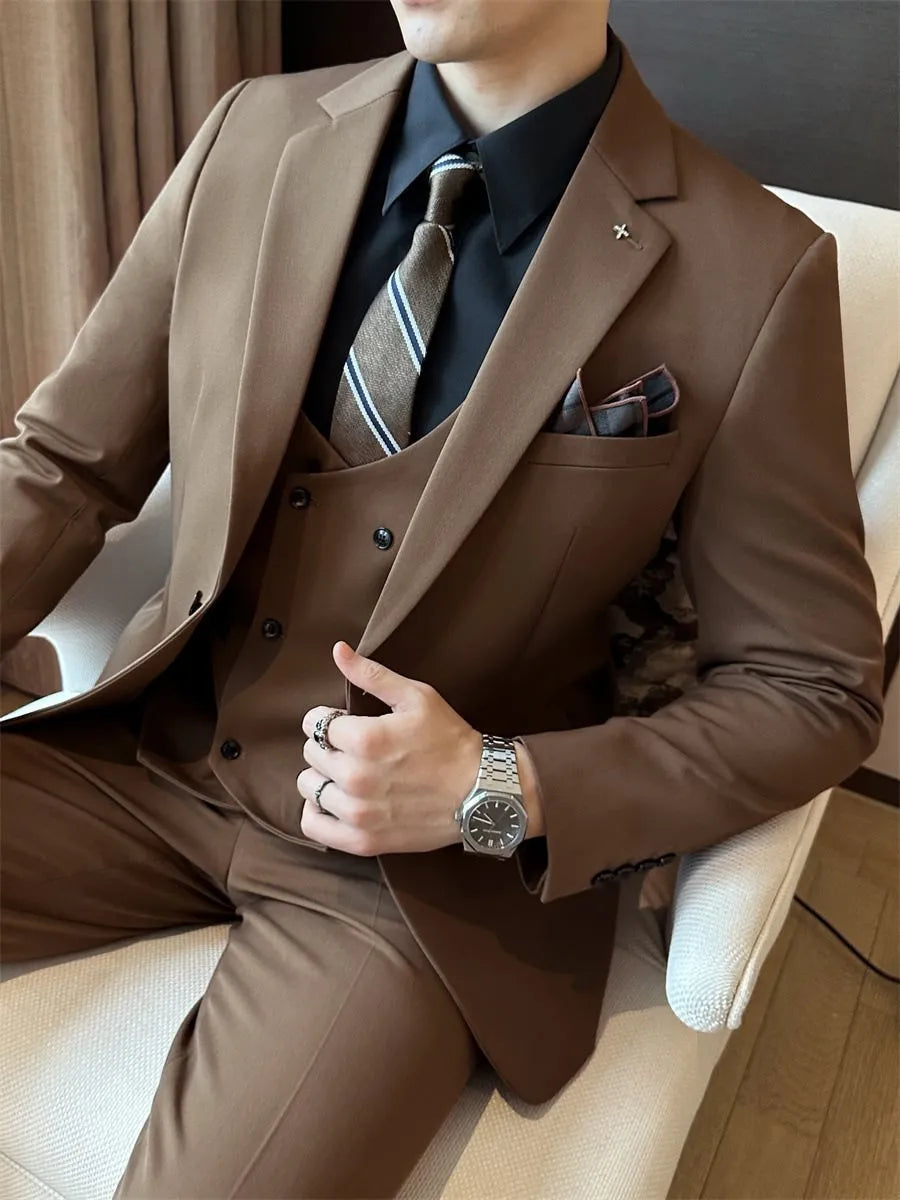 Men's slim fit business formal jacket in dark green, available in sizes up to 7XL