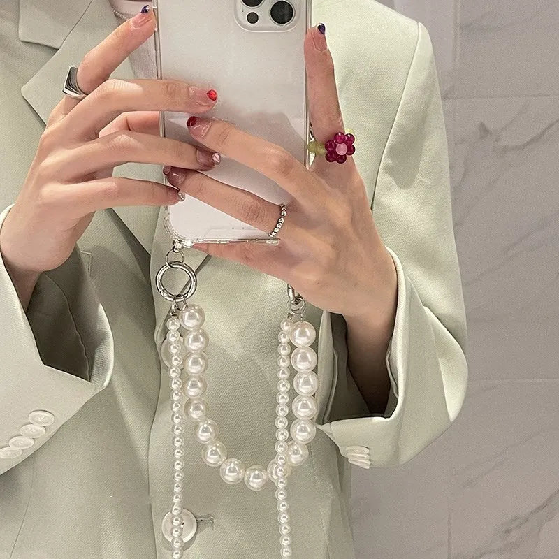 Soft iPhone case with decorative chain in Japanese Korean style for multiple iPhone models