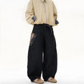 Straight-leg loose casual trousers in red plaid pattern on a mid-waist.