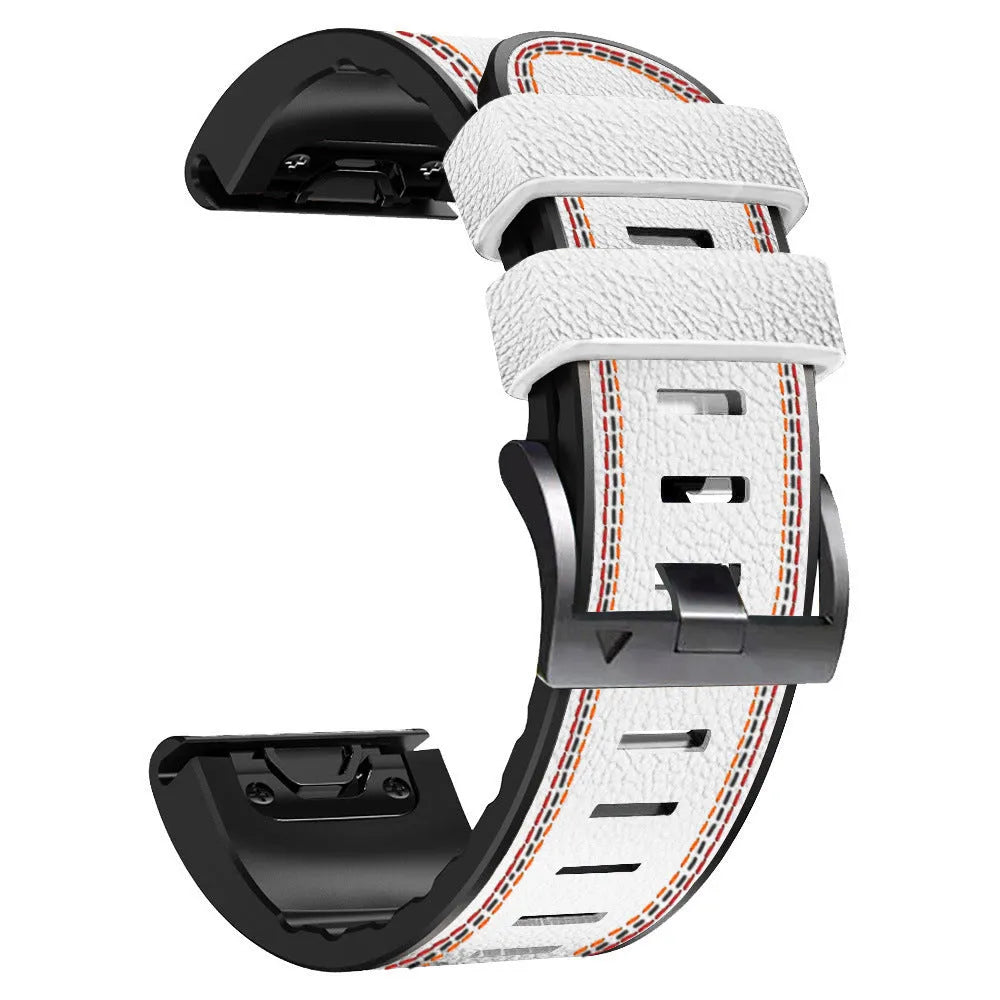 Garmin Fenix replacement watchband in silicone leather with quick-release mechanism