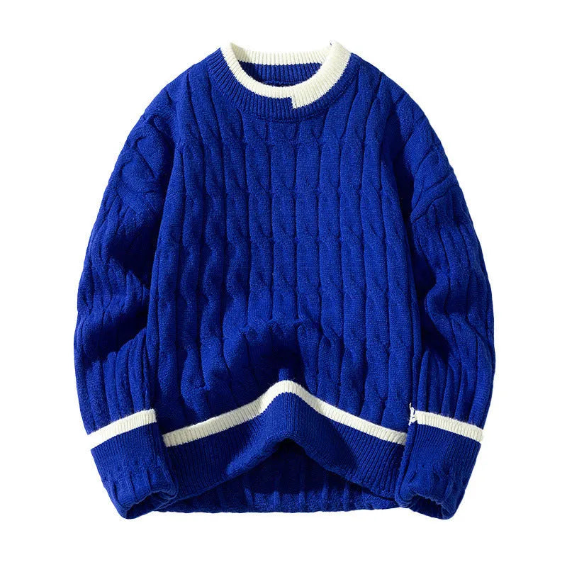 Men's loose fit modal sweater in light blue, shown as a sporty pullover with long sleeves.