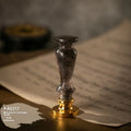 Wooden wax seal handle with brass alloy decorative elements in various colour finishes