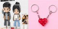 Heart-shaped plastic key chain with split blocks in multiple colours, 5x3x3.5cm