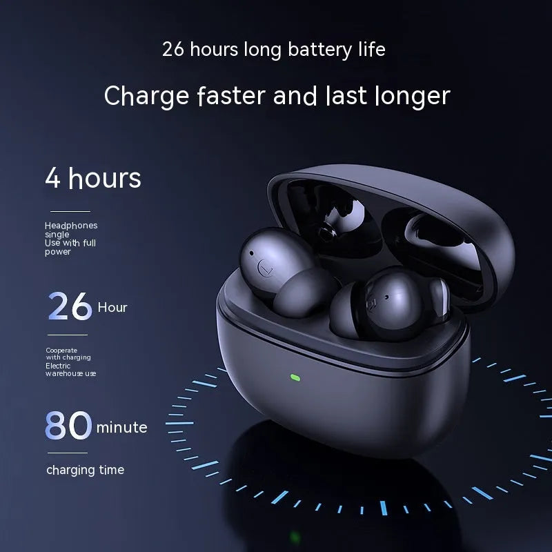 Wireless Bluetooth noise reduction in-ear headphones with digital display charging case, black and white colour options