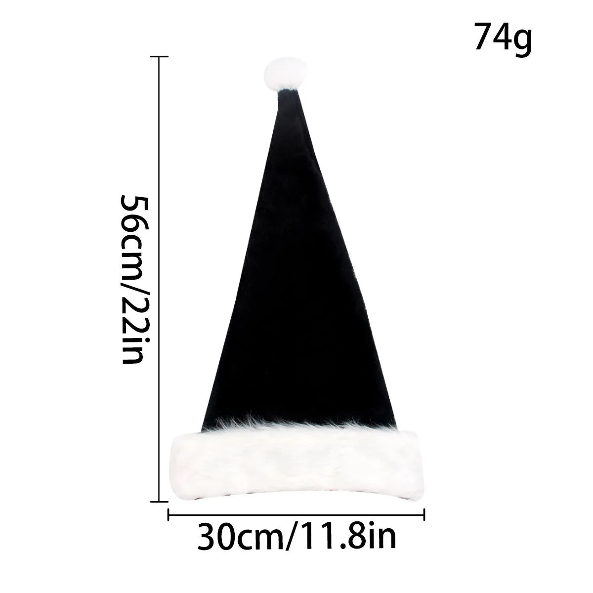 European style plush Christmas Halloween hat in polyester, 56cm by 30cm, in white and black colour