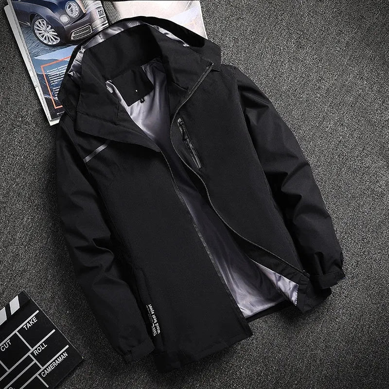 Thin outdoor casual jacket in 2020 Thin Black, polyester fabric, hooded, loose fit, on display