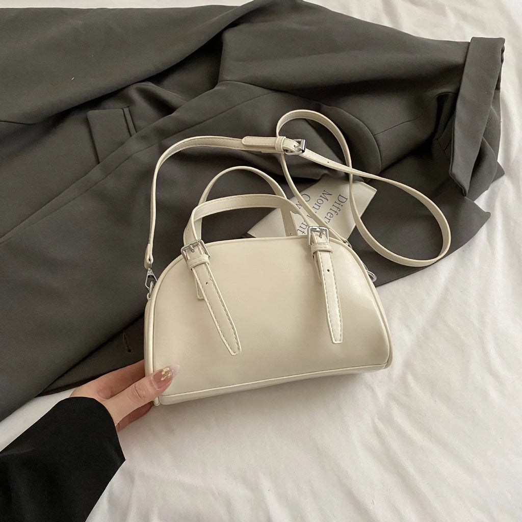 Korean style square shell shoulder bag for women in PU leather with colour and strap options