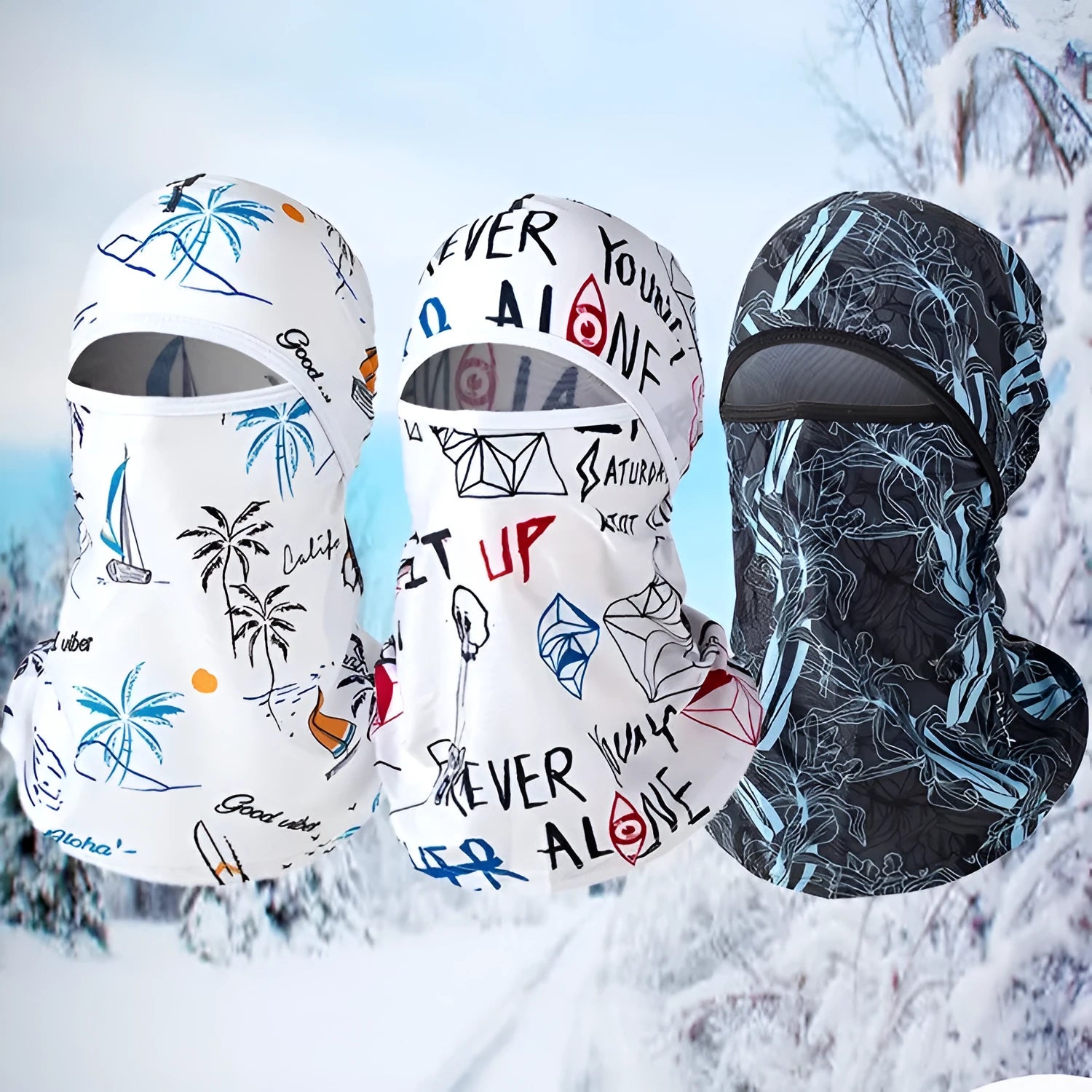Cotton motorcycle head cover and gloves set in a street-style dome cap design.