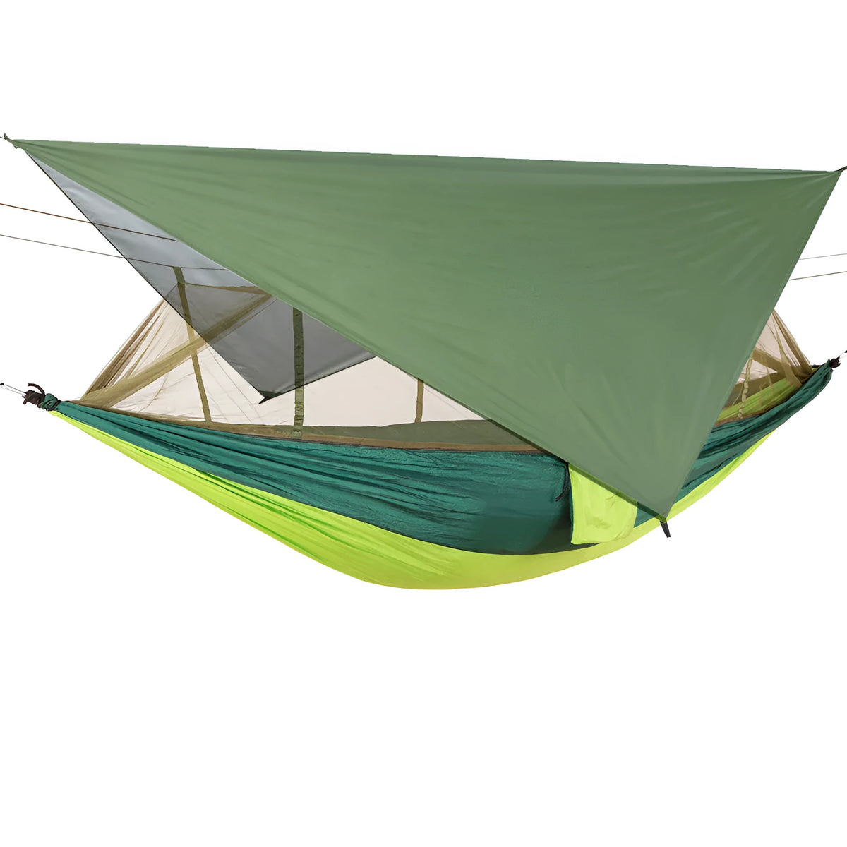 Waterproof camping hammock with mosquito net and sunshade canopy 260 x 140cm in army green