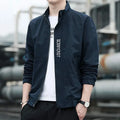 Men's stand collar casual coat in polyester with straight hem and long sleeves