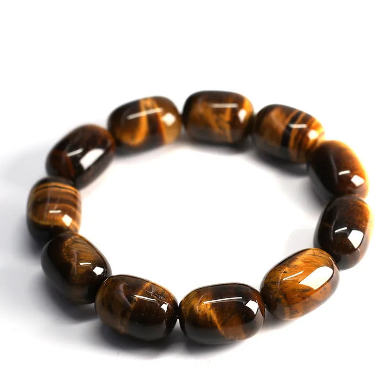 Natural yellow tiger's eye bracelet with 11mm beads in constellation pattern ethnic style