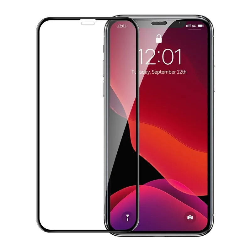 0.23mm curved tempered film for iPhone X XS 11 Pro 5.8in, black glass PET screen protector with applicator