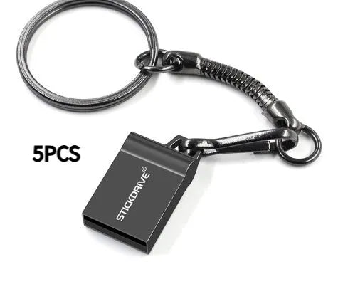 Metal USB flash drive on a silver chain necklace, shown in black and silver colour variants.