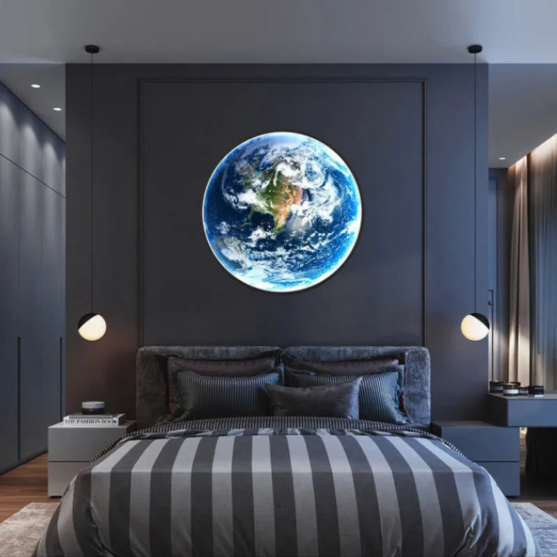 Moon wall lamp decorative wrought iron acrylic background light 24cm diameter lunar model