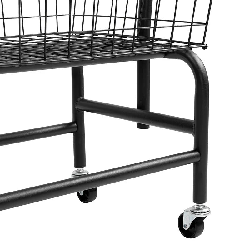 Single rod iron pulley storage cart with extendable rail in black or white finish