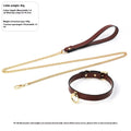 Genuine cowhide leather dog collar with drag chain and pull lead in black and red colours