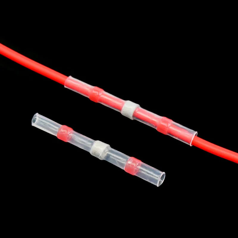 20 red transparent heat shrinkable solder ring butt joints for 0.5-1.5mm² copper wire