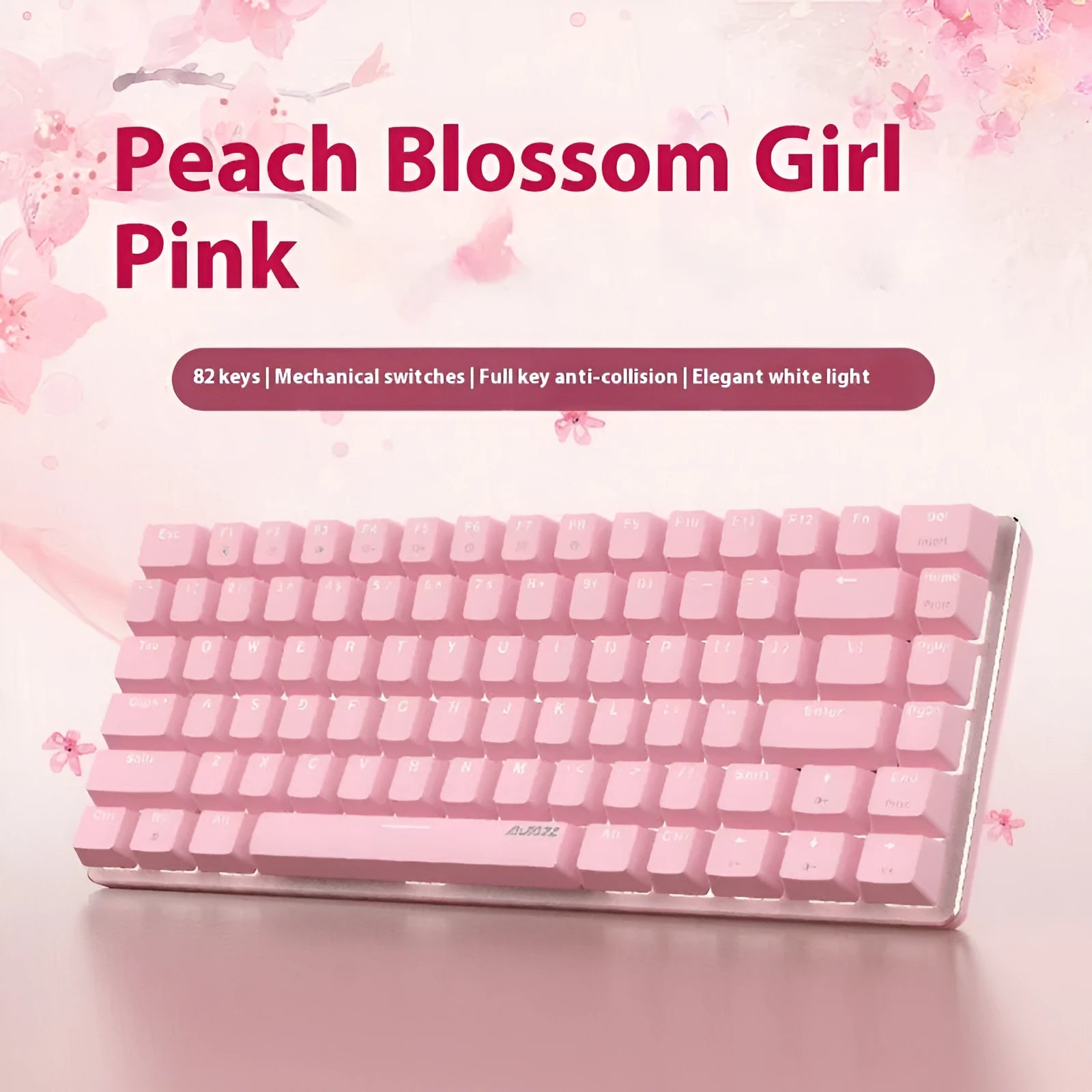 82-key metal mechanical keyboard with white backlight beside laptop