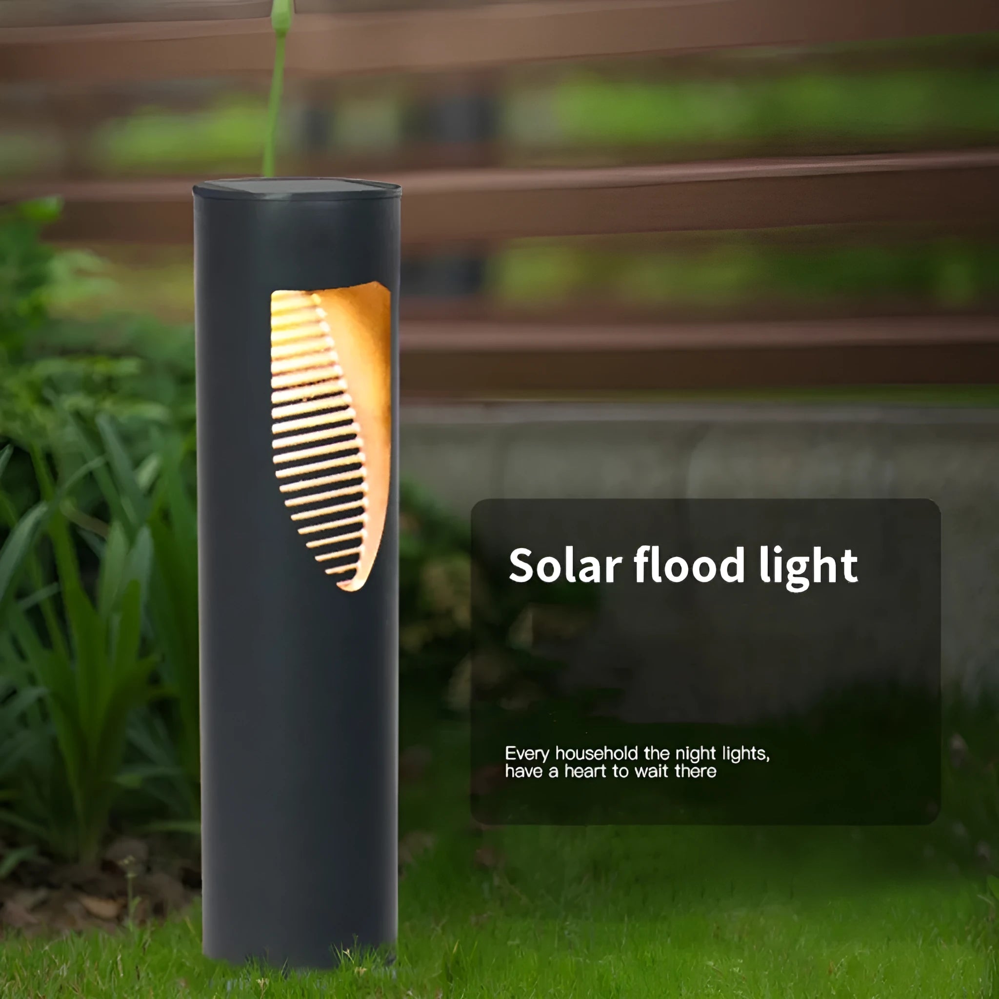 Black geometric solar garden light with stainless steel construction for outdoor decoration