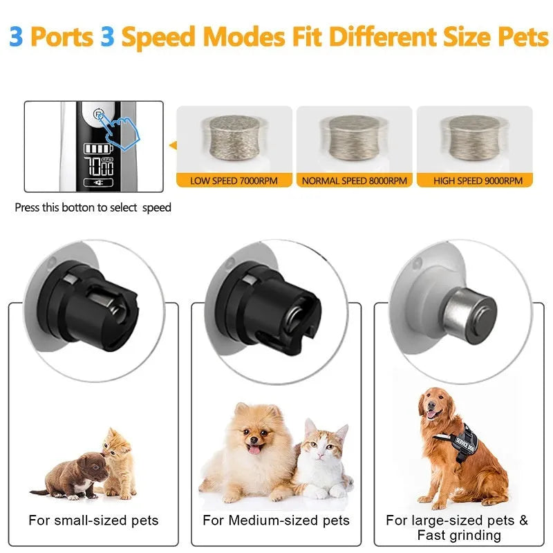 Automatic electric nail trimmer for dogs with LED display and dust collection system