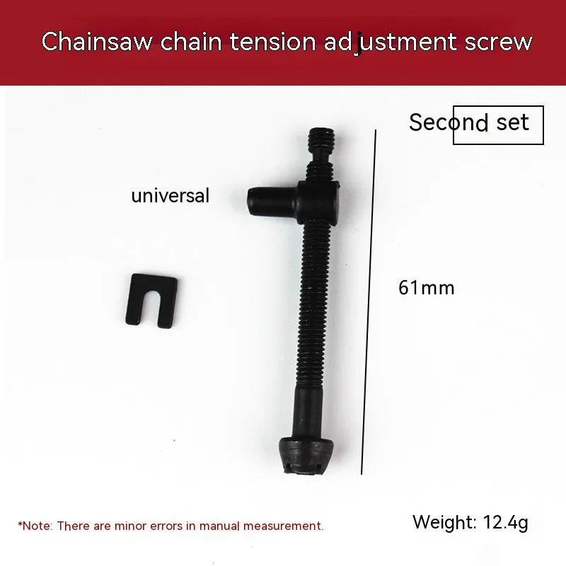 Chainsaw chain tension adjustment gear kit with spools of nylon wire rope in various thicknesses