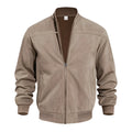 Men's plus size suede jacket with zip closure in Army Green colour with regular sleeves