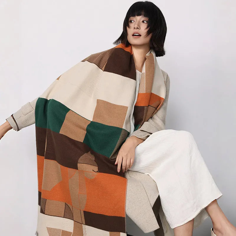 European style 185x65cm imitation cashmere polyester scarf in eight autumn colours