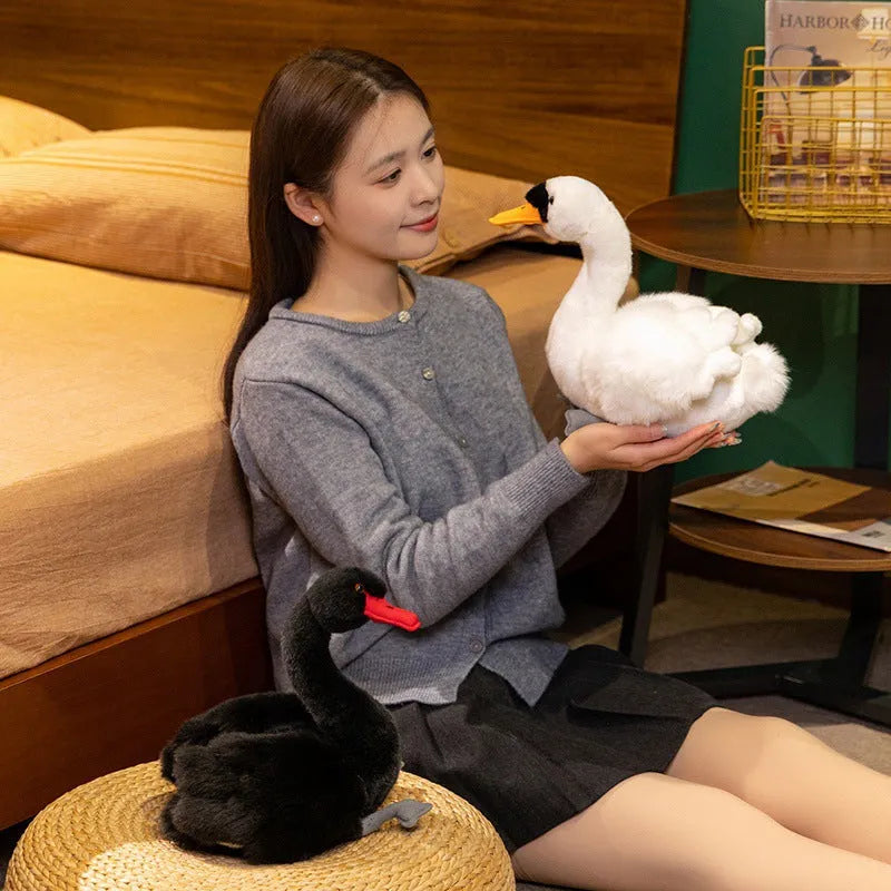 Fashion cartoon black swan plush toy 24cm made from rabbit plush soft stuffed animal