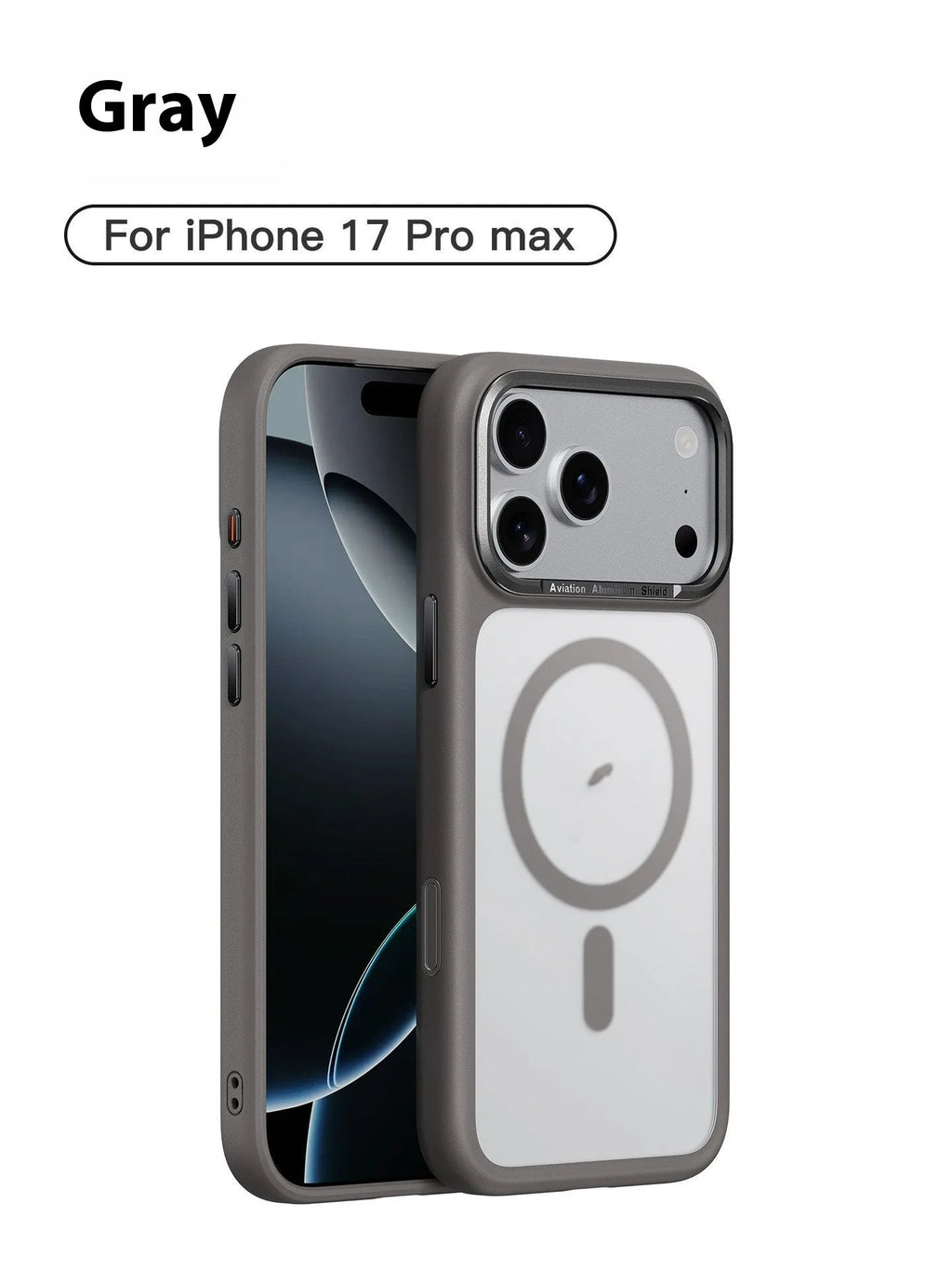 Frosted magnetic iPhone 17 protective case showing anti-fall shell in seven colour options