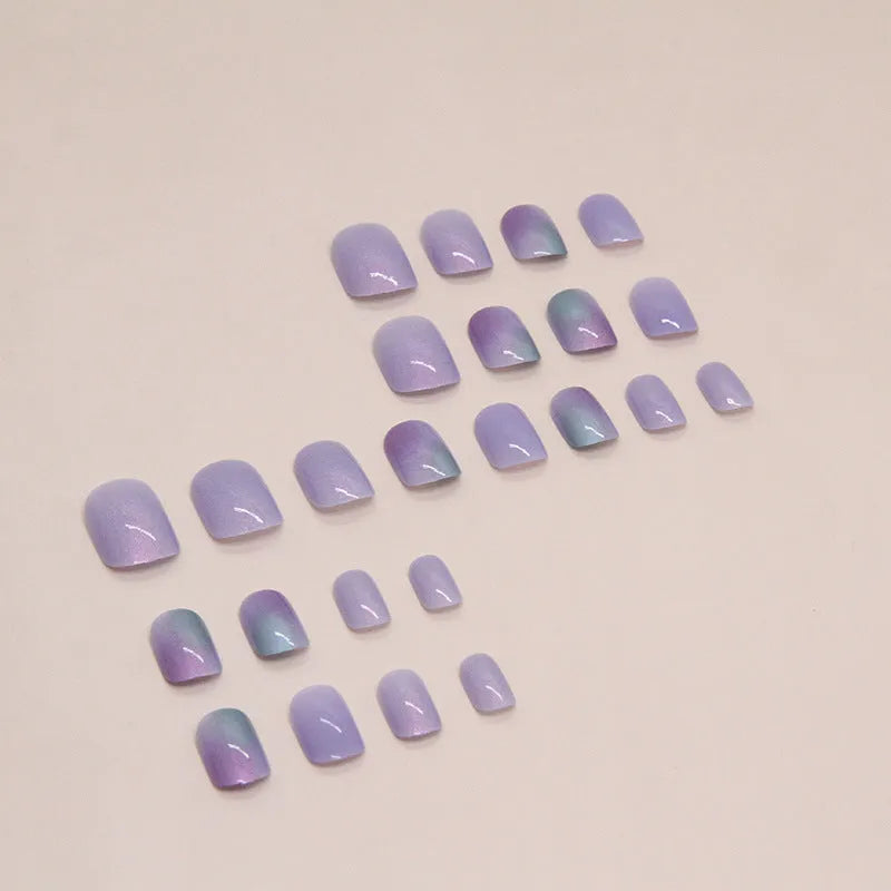 Aurora false nails short style with starry sky pattern bright starry sky colour 24 piece set