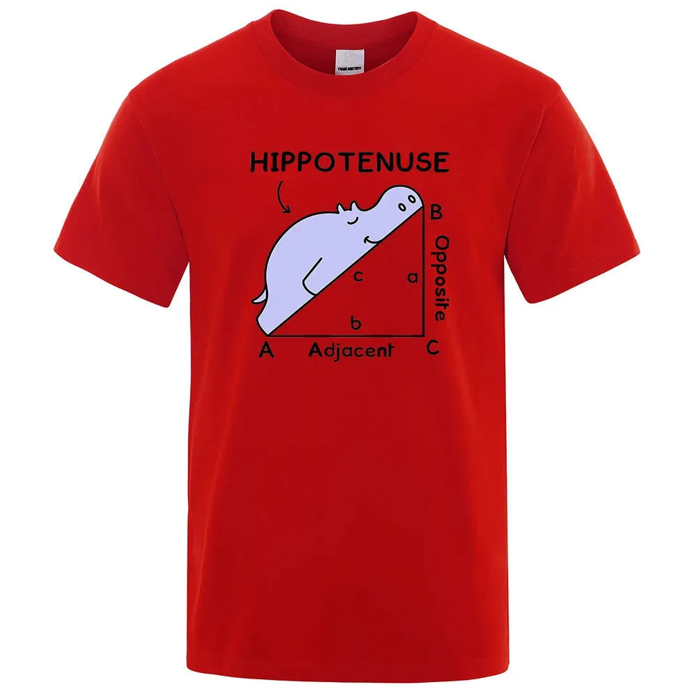 Cotton t-shirt with humorous Hippotenuse Opposite Adjacent printed design in loose fit style