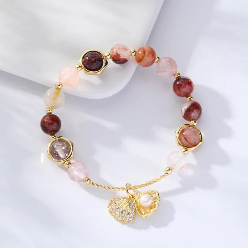 Colourful cartoon animal zodiac crystal shell bracelet for women with electroplated finish