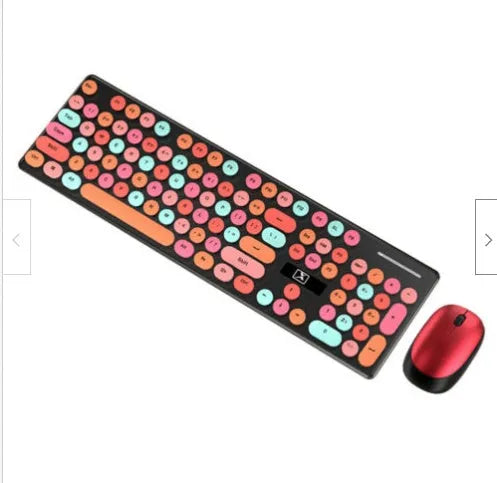 Vibrant yellow wireless punk manipulator style keyboard and mouse set on a desk.