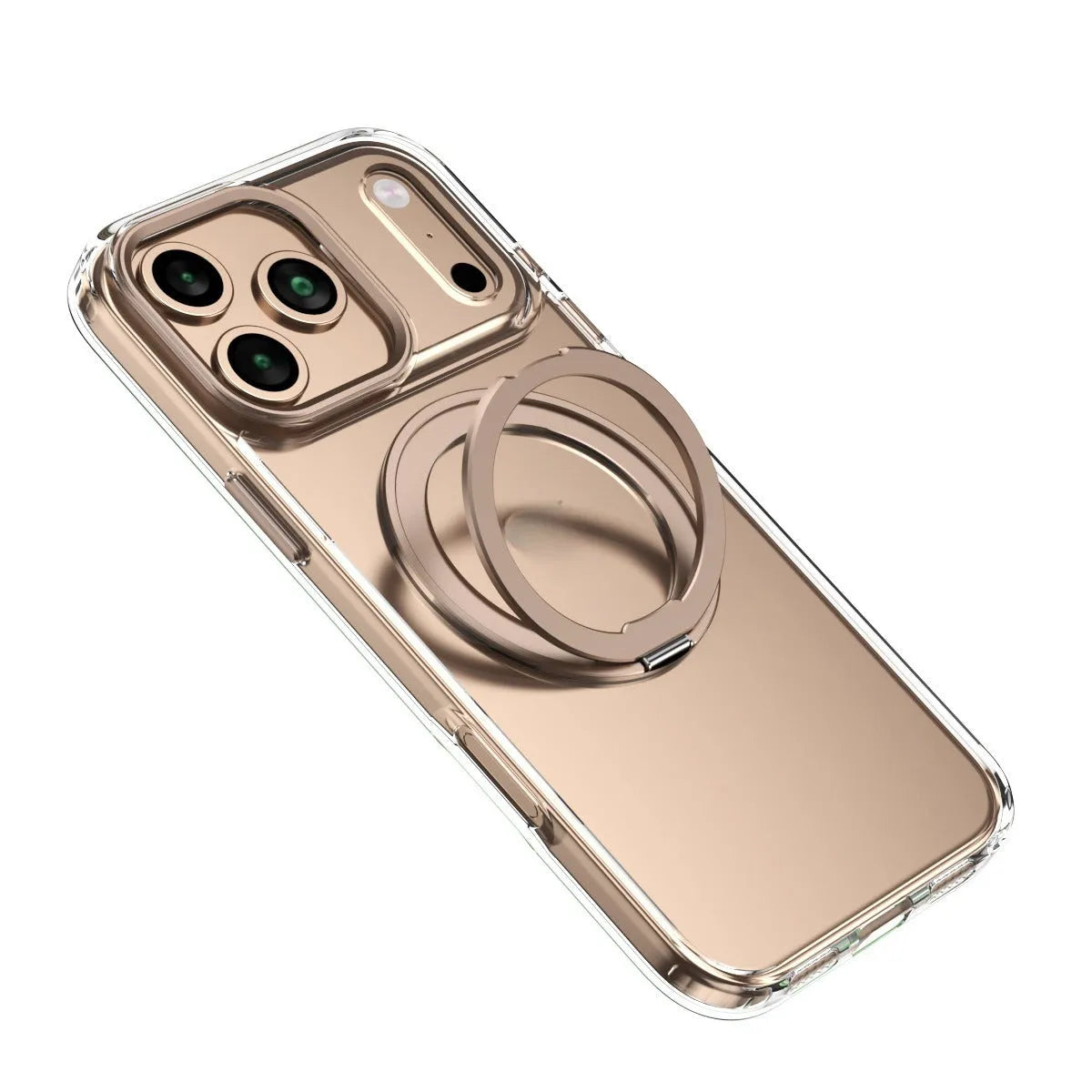 360 rotating magnetic phone case for iPhone 17 Pro Max in Desert Gold with invisible bracket