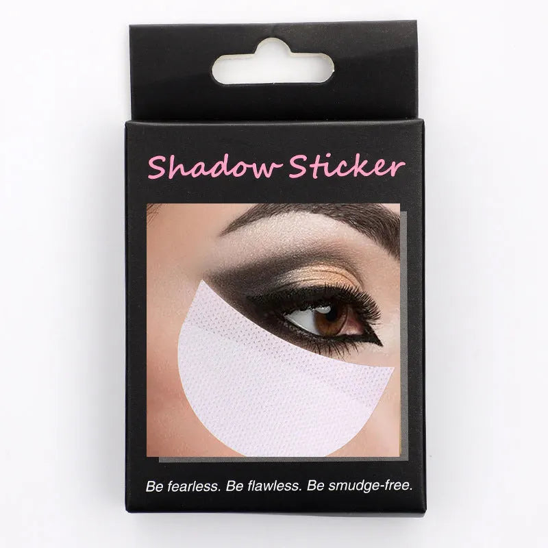 Pack of half-moon shaped, self-adhesive eyeshadow shields for under-eye makeup protection.