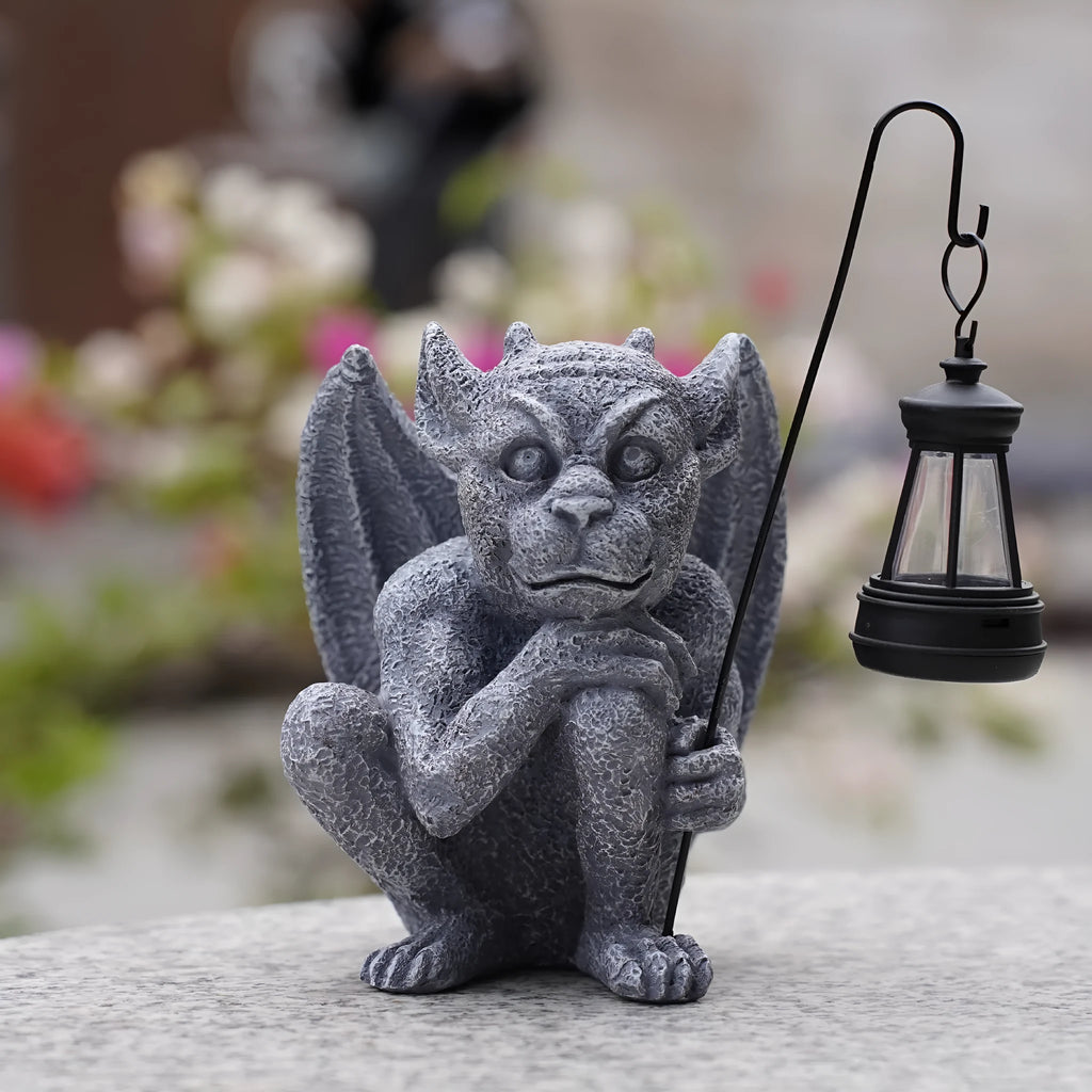 Creative stone statue ghost solar decoration resin garden lamp American style 17x13x21cm outdoor