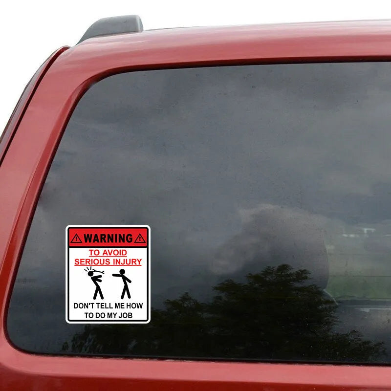 Car glass warning sticker with adhesive backing measuring 14.9cm by 12.6cm in type a hit colour