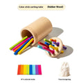 Children's wooden shape cognition cup for early education, rubber wood finish, multiple sorting styles