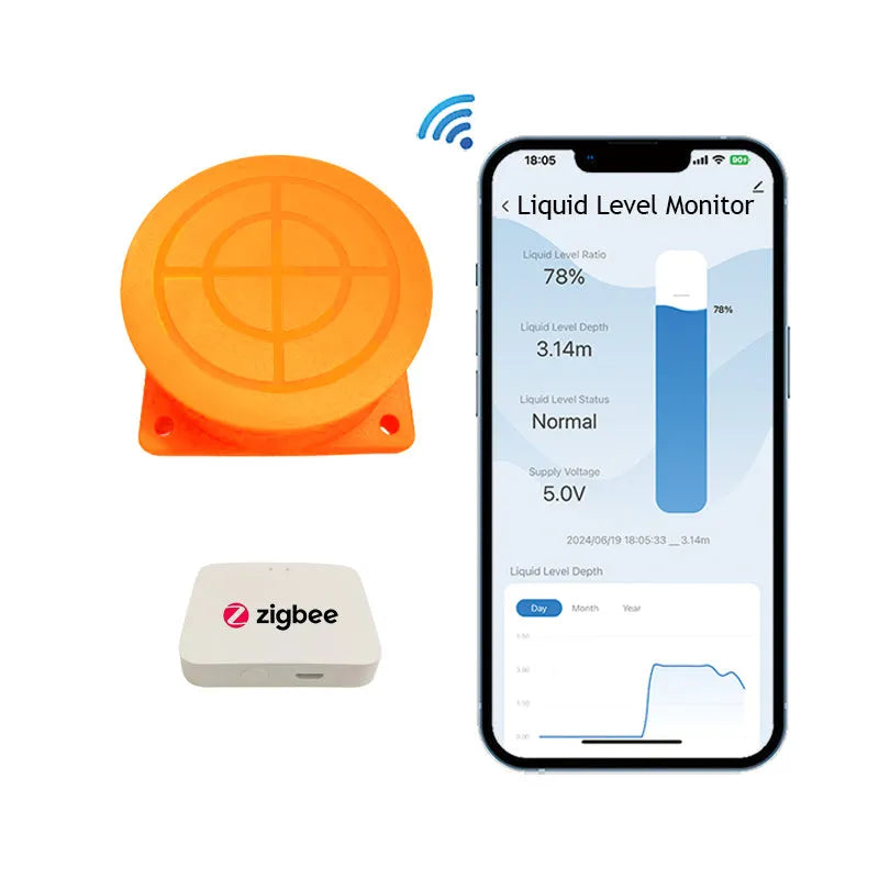 Moray ME201W wireless fluid level monitor sensor unit with power supply for remote tank management.