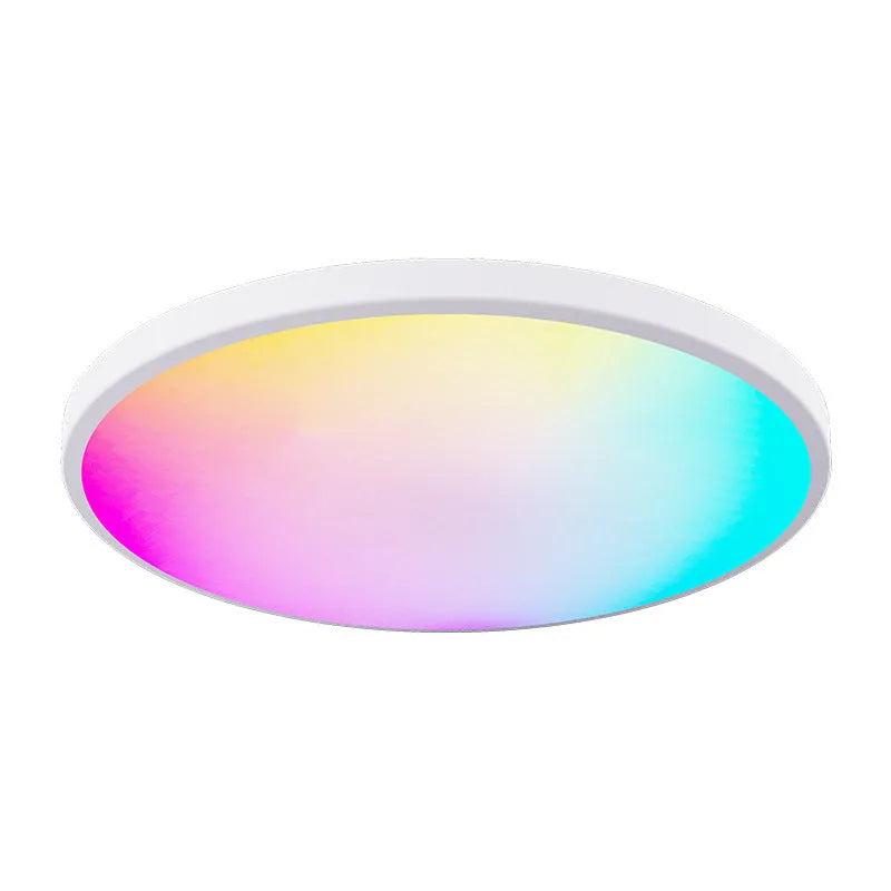 Black or white intelligent Bluetooth ceiling lamp with RGBCW colour dimming controls and 300mm diameter