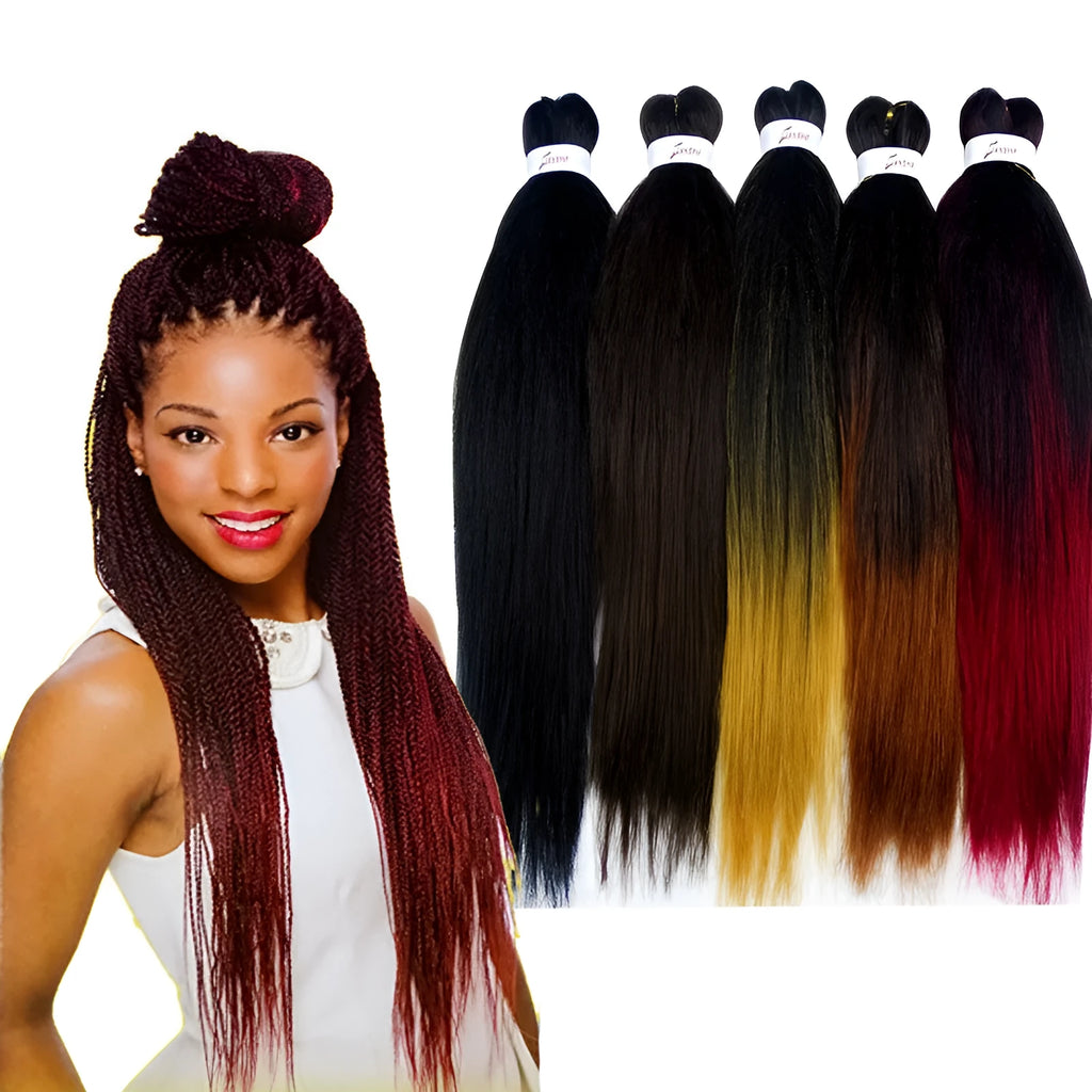 African chemical fiber long straight cornrows wig in 26 inch mixed silk, black colour, on a mannequin head