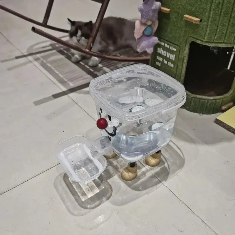 Cute dopamine cat automatic water dispenser in red nose colour, 3-litre capacity, made from ABS plastic