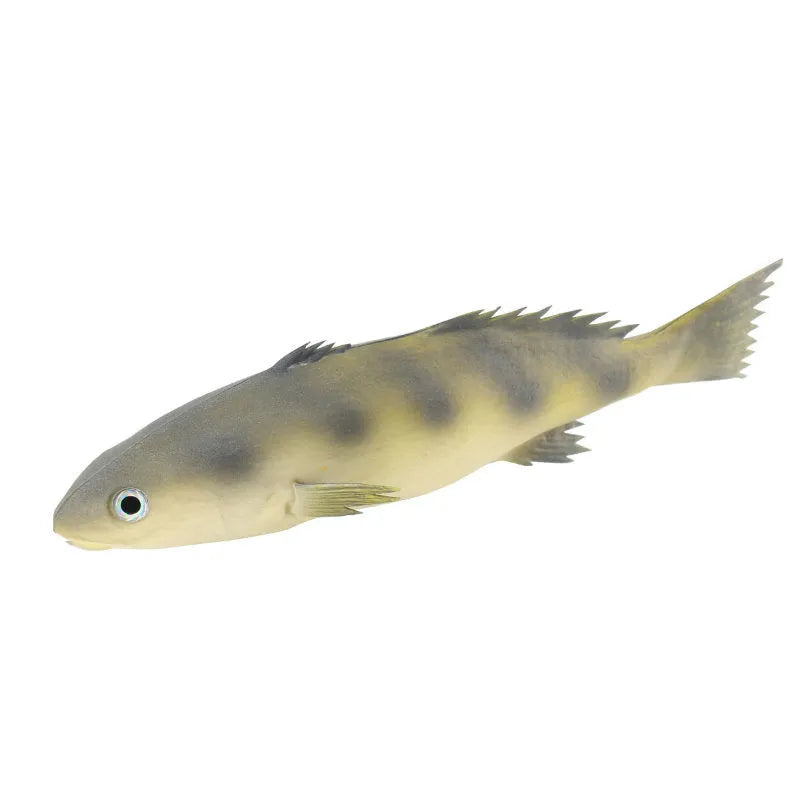 PU simulated fish model ornament in yellow-fin tuna style on a white background.