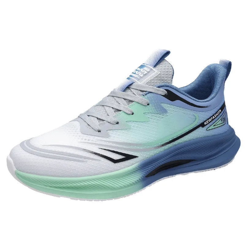 Men's low-top casual sneakers in breathable woven mesh with a round toe and rubber sole.