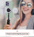 Mini LED fill light, black, with three-gear adjustment and magnetic back, 70mm x 60mm, rechargeable via USB