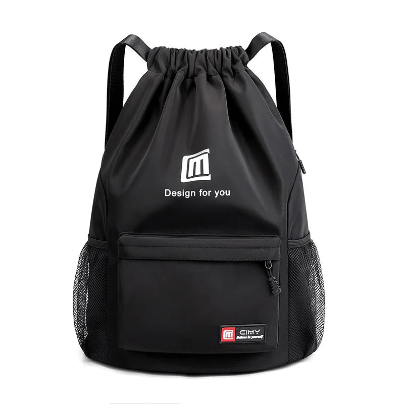 Oxford fabric drawstring backpack in multiple colours with foldable design and shoulder straps