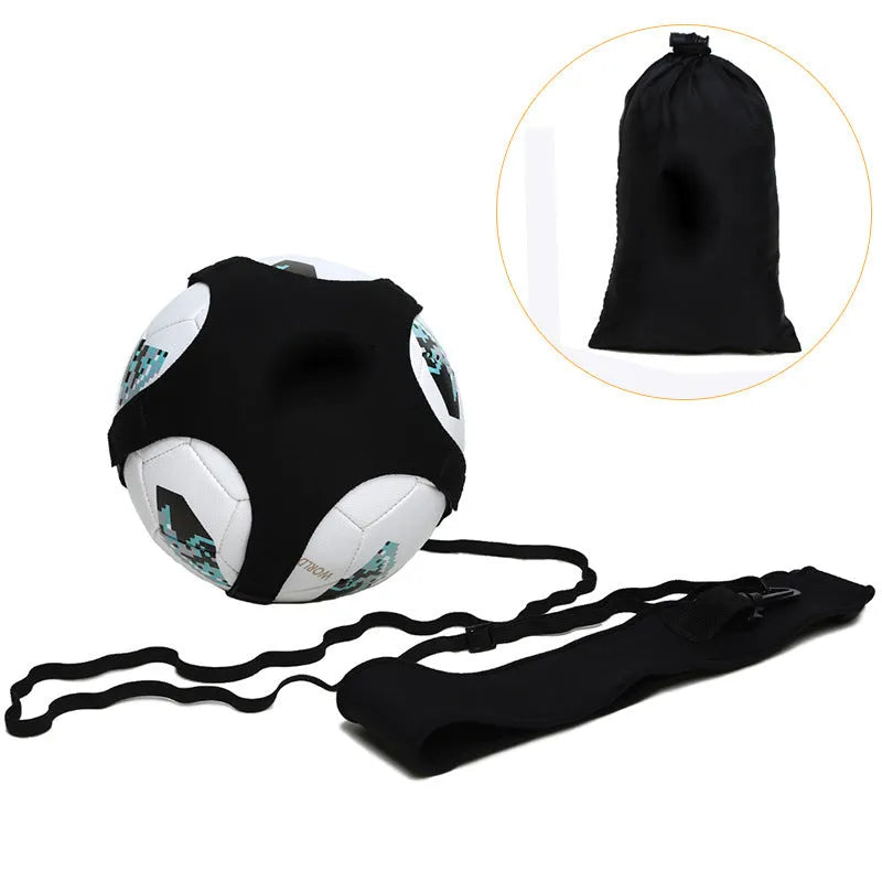 Black football juggling belt with 2 metre rope for ball control training