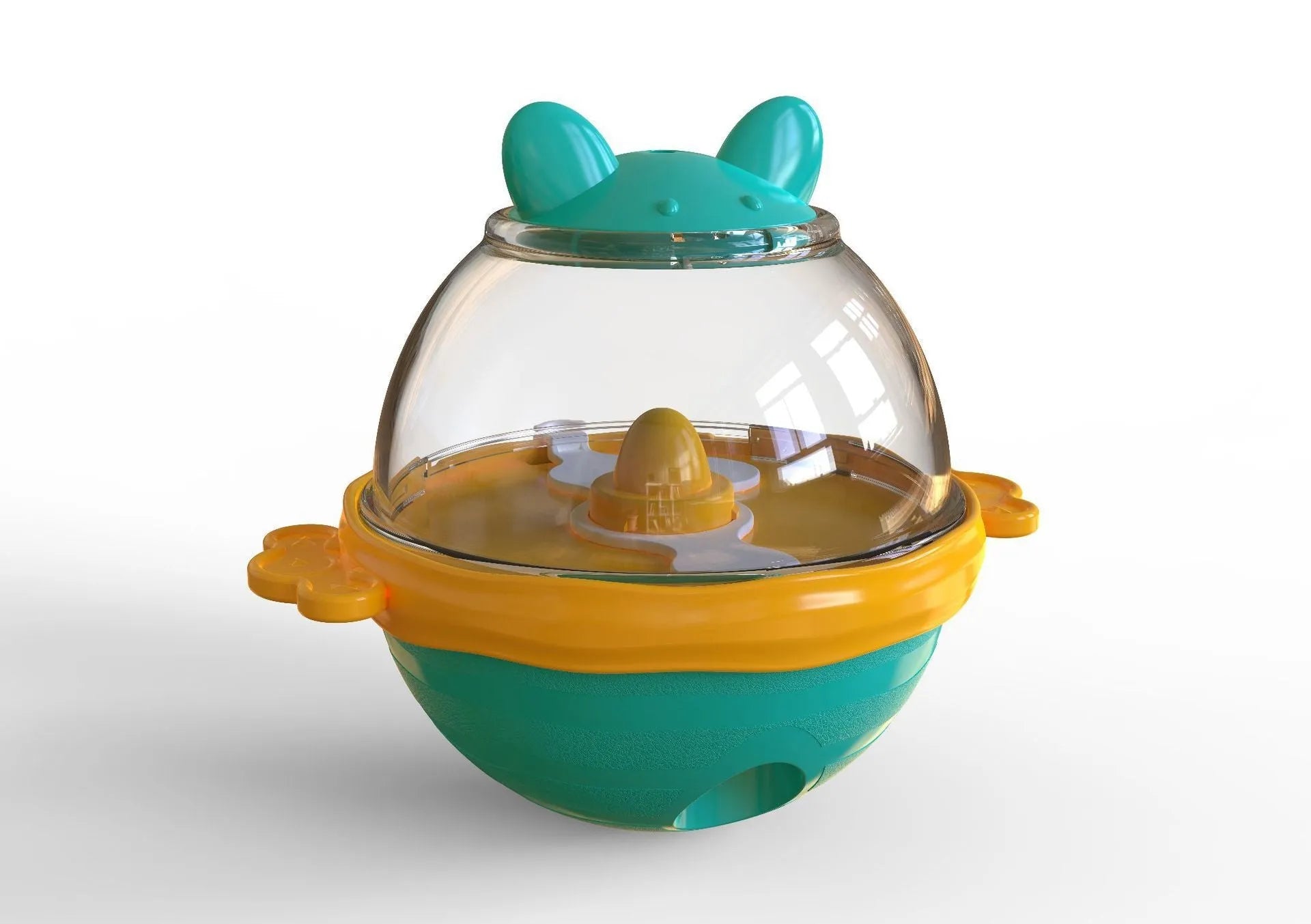 Lake blue TPR dog food dispenser tumbler toy for slow feeding and mental stimulation