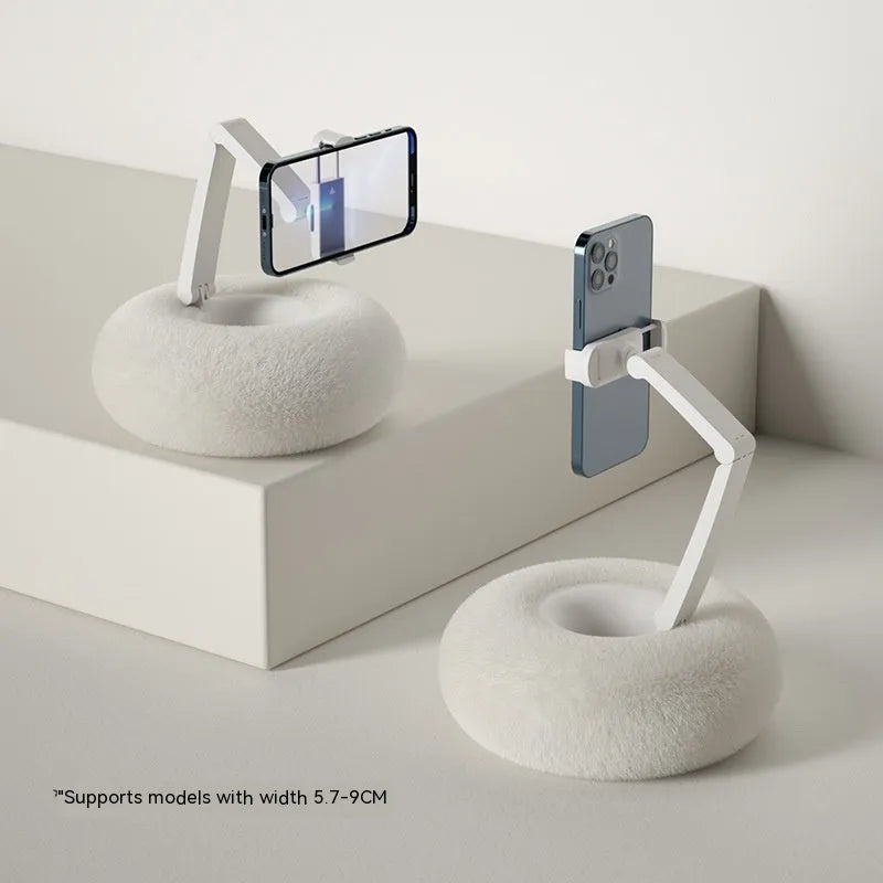 Adjustable rotating bracket holding tablet with 230mm extension rod and elastic fabric base