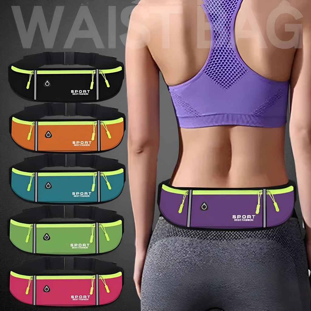Waterproof outdoor exercise running belt bag in multiple colours with anti-theft design